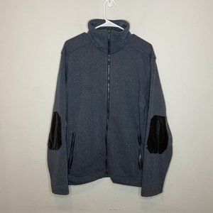 Regatta Full Zip Sweatshirt Men Size L Dusty Blue Long Sleeve Collar Elbow Patch